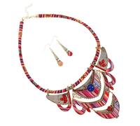 Hemobllo Conjunto de Collar y Pendientes en Resina Verde Estilo Bohemio Nacional Diseño Tribal Elegante Varios estilos para Fiestas y Reuniones Habituales Varios estilos