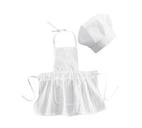 Hemobllo Conjunto De Gorro y Delantal para Recién Nacidos Disfraz De Cocinero Adorable para Fotografía Infantil Estilo Niña Color Blanco Talla s