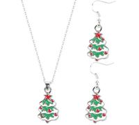 Hemobllo Conjunto de Joyas de Fiesta Navidad Collar y Pendientes de Aleación Plateada Accesorios para Orejas y Cuello Diseño Elegante para Fiestas y Eventos Navideños