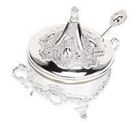 Hemobllo Contenedor de Especias con Cuchara Caja de Condimentos de Aleación de Zinc con Diseño Europeo Clásico y Tapa Abatible Tarro para Azúcar y Sal para Cocina y Hogar Elegante