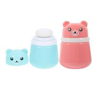 Hemobllo Contenedor de Polvos para Ñiño Forma de Oso, Esponja Compuesta y 2 Piezas, Aplicador Uniforme para Recién Nacidos, Adecuado para Viajes y Uso Diario