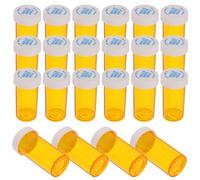 Hemobllo Contenedor Protector de Medicamentos 25 Unidades Mini Botella de PP Tapa de Seguridad, Sello Hermético, Compacto y Portátil para Viaje, Almacenamiento de Pastillas y Suplemento,