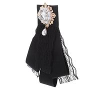 Hemobllo Corbata de Moño de Perlas Imitación de Gemas y Encaje de Laca para Niñas y Mujeres Broche de Cuello para Ropa y Bolsa