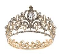 Hemobllo Corona de Novia con Cristales Brillantes Diadema Real para Novias Accesorio de Cabeza Princesa para Boda Fiesta y Cumpleaños Diseño Seguro y Elegante Dorado