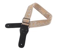 Hemobllo Correa de Guitarra con Cierre Seguro Bordado Decorativo para Acústica Eléctrica Incluye Adaptador para Clavijero y Púas Diseño Cómodo y Resistente Nylon y Cuero Color Dorado