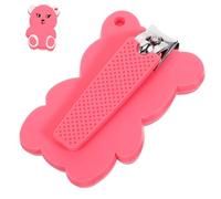 Hemobllo Cortaúñas para Bebés Manual Diseño de Oso Rosa, Acero al Carbono y Silicona Antideslizante, Seguridad para Recién Nacidos, Cuidado de Uñas y Pedicura Infantil