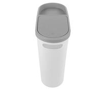 Hemobllo Cubo de Basura Blanco de Plástico con Tapa a Presión, Estrecho para Espacios entre Baño y Sala, Previene Derrames y Fácil de Abrir y Cerrar