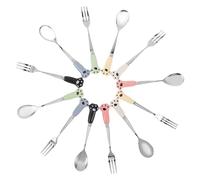 Hemobllo Cuchara y Tenedor para Alimentación de Mascotas de Acero Inoxidable Kit de 12 Piezas 6 Cucharas 6 Tenedores Mango Largo para Comida Húmeda y Seca de Perros y