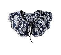 Hemobllo Cuello Falso Bordado Retro para Mujer, Chal de Decoración Bordado Floral, Tejido Cómodo y Flexible, Accesorio Versátil para Vestidos, Camisas y Suéteres, Color Azul