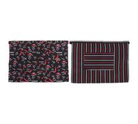 Hemobllo Delantales de Trabajo para Servidor 2 Piezas, Delantal Corto de Cintura con Bolsillos Grandes, Diseño a Rayas Negro y Rojo con Tirantes Ajustables, para Hombres y Mujeres