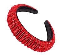 Hemobllo Diadema de Cristal Ancha Acolchada Roja para Mujer, Diseño Barroco Esponja Gruesa, Tocado Elegante para Bodas y Fiestas