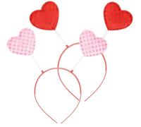 Hemobllo Diadema de Mujer 2 Piezas Forma de Corazón Rojo y Rosa para San Valentín Accesorio Cabello Ligero y Cómodo Complemento Adecuado para Fiesta y Disfraz Romántico