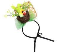 Hemobllo Diadema de Pascua Orejas de Conejo y Nido de Pájaro Verde, Banda Pelo de Disfraz Infantil, Accesorio para Fiesta y Carnaval, Diadema de Dibujos Animados para Niñas