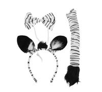 Hemobllo Diadema de Tigre Ajustable con Orejas y Pajarita en Blanco y Negro, Accesorios para Disfraz de Halloween y Cosplay Infantil y Adulto, Set de 3 Piezas para Fiestas y Obras