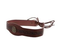 Hemobllo Diadema Hecha a Mano y Resistente al Desgaste Vikinga Vintage de Pu Marrón, Accesorio para Cosplay Medieval Adecuado para Fiestas Temáticas Históricas