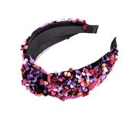 Hemobllo Diadema Lentejuelas Para Mujer Doble Capa Cruzada Color Morado Moda Fiesta y Uso Diario