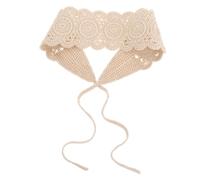 Hemobllo Diadema Pañuelo Pelo Mujer, Pañuelo de Crochet Algodón, Accesorio Verano Protección Solar, Moda Bohemia, Tejido Ancho Beige, Multifuncional Uso Diario