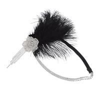 Hemobllo Diadema Plumas y Flecos Negra para Mujer Accesorio Vintage Fiesta Estilo Años Veinte Rugientes