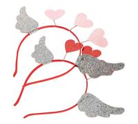 Hemobllo Diadema San Valentín 2 Piezas 3 Corazones Rosa y Rojo, Accesorio para Mujer, Banda Cabello Diseño Romántico para Bodas, Fiestas y Regalos Obsequios