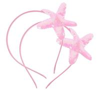 Hemobllo Diademas de Estrella de Mar Purpurina 2 Pcs Material Plástico y Tejido Color Rosa para Niñas Pequeñas Ideales para Fiestas de Cumpleaños y Playa