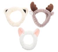 Hemobllo Diademas para Maquillaje Facial Suaves y Elásticas 3 Piezas Banda Elástica Cara Orejas de Gato y Café Accesorios de Spa para Cuidado Piel en Mujeres y Niñas
