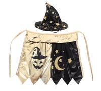 Hemobllo Disfraz de Bruja para Mascotas Sombrero y Capa Negra de Tela, Diseño Ajustable y Versátil para Perros y Mascotas Pequeñas en Fiestas de Halloween