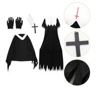 Hemobllo Disfraz de Monja Zombi Negro para Mujer Adulta Halloween | Mezcla de Algodón Cómoda, Efecto Decorativo, Estilo Aterrador y Único, para Fiesta y Uso Adulto