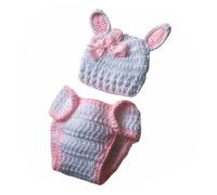 Hemobllo Disfraz Infantil de Crochet Gorro y Pañal para Recién Nacido, Conjunto Tejido de Algodón para Fotografía de Ñiño, Diseño de Conejo para Sesión Fotográfica y Baby Shower, Color