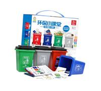 Hemobllo Educativo De Clasificación De Basura para Niño Niña Papeleras y Tarjetas Juguete Resistente para Hábito Ambiental y Aprendizaje Temprano
