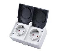 Hemobllo Enchufe de Pared Doble con Tapa para Uso Interior y Exterior Tipo Alemán para Dispositivos Electrónicos Hogar y Restaurantes