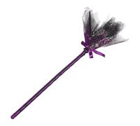 Hemobllo Escoba de Bruja para Halloween Desmontable con Tul Metalizado Morado Diseño de Red con Telaraña y Lazo Ligera y Portátil para Decoración de Fiestas Cosplay y Ambientación