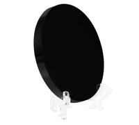 Hemobllo Espejo Decorativo de Obsidiana Negro Circular 6 Cm con Soporte, Disco Pulido para Decoración Feng Shui, Meditación y Adivinación en Hogar y Oficina
