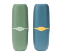 Hemobllo Estuche de Viaje para Cepillos de Dientes y Pasta Dental 2 Piezas Azul y Verde, Vaso Portátil para Almacenamiento y Soporte de Cepillo de Dientes, Adecuado para Camping y Uso