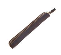 Hemobllo Estuche para Bolígrafos Pequeño de Cuero Genuino con Cremallera, Protección Portátil Marrón Oscuro para Plumas Estilográficas Uso Escolar y Oficina