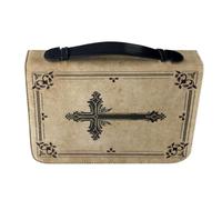Hemobllo Funda para Libro Religioso de Pu con Estampado de Cruz para Mujeres y Hombres, Bolsa Rectangular Vintage con Asa y Cremallera para Transporte y Almacenamiento Seguro en Servicios