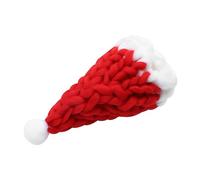 Hemobllo Gorro Cálido Navideño de Punto Grueso para Ñiño y Adulto Color Rojo Tejido a Mano Pompón Sombrero Largo para Invierno y Fiestas Familiares de Navidad