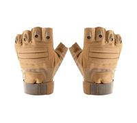 Hemobllo Guantes Deportivos Tácticos de Medio Dedo, Guante Deportivo Unisex, Imitación Microfibra, Antideslizantes y Ligeros, Talla L y XL, Caqui, para Ciclismo, Montañismo y Entrenamiento