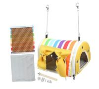 Hemobllo Hamaca para Loros Colgante Resistente De Tela, Cama Cálida Pequeña Arcoíris Amarilla para Jaula, Nido para Dormir Interiores, Accesorio Decorativo para Loros y Periquitos