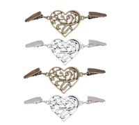 Hemobllo Hebillas para Bufandas de Vestir 4 Piezas en Forma de Corazón Vintage Clips para Suéter y Chal Metal Color Bronce Antiguo y Plata Antigua Accesorio Elegante para Mujer