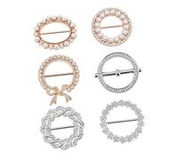 Hemobllo Hebillas para Camiseta y Bufanda de Metal Gemas de Imitación, Cierre de Camiseta y Anillo de Bufanda para Mujer, Kit 6 Piezas, Colores Plata y Oro Perlas, Accesorios de Moda para Ropa