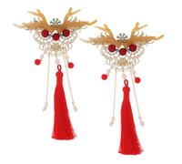 Hemobllo Horquilla de Cuerno de Dragón para Niñas Pasadores Chinos Borlas Accesorios Año Chino para Festivales de Carnaval una Pareja de Accesorios Cabello