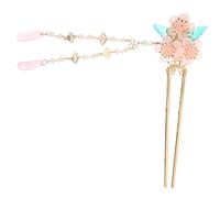 Hemobllo Horquilla para Moño Tradicional Chino Borla Colgante, Palillo Cabello Largo, Accesorio de Pelo Rosa para Bodas y Fiestas, Joya China para Mujer