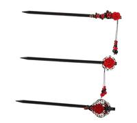 Hemobllo Horquillas Cabello Borla 3 Piezas, Palillos de Madera Tradicionales Chinas, Soporte para Moños, Accesorios para Cabello Largo Mujer, Uso en Eventos Formales E Informales