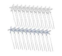 Hemobllo Horquillas Cabello De Mujer 20 Piezas Tamaño Mediano Forma De Estrella De Mar Gemas De Imitación Azul y Blanco Para Boda y Uso Diario