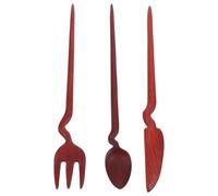 Hemobllo Horquillas Pelo Retro de Madera Roja Juego de 3 Piezas Diseño de Cubiertos Cuchara Cuchillo Tenedor Palillos Clásicos Chinos Hechos a Mano para Peinados Recogidos y Uso