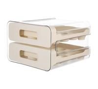 Hemobllo Huevera para Refrigerador de 32 Huevos Caja Apilable de Plástico Transparente Color Crema Bandeja Reutilizable Base Antideslizante para Almacenamiento Fresco Cocina y Picnic