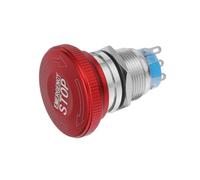 Hemobllo Interruptor de corte de emergencia IP65 metálico rojo con cabeza seta de 19 mm, 3 pines, para cierre y control en uso industrial y exterior