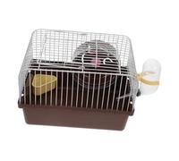 Hemobllo Jaula de hámster Accesorios pequeño jaulas Agua Hámsters Jaula Hamster hámster de Transporte Jaula de Viaje Porta pájaros transportador de Viaje portátil para hámster AbS Marrón