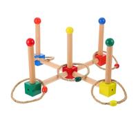 Hemobllo Juego Aros de Madera, Juguete Interactivo para Coordinación Ojo-Mano, Juego de Tejos para Jardín al Aire Libre, Desarrollo de Concentración y Paciencia, Color Color Aleatorio