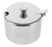 Hemobllo Juego de 2 Botes para Condimentos de Acero Inoxidable, Tarro Redondo de 8,5 Cm con Cuchara Pequeña sin Imán, Azucarero con Tapa Adecuado para Azúcar, Sal y Especias, para Cocina